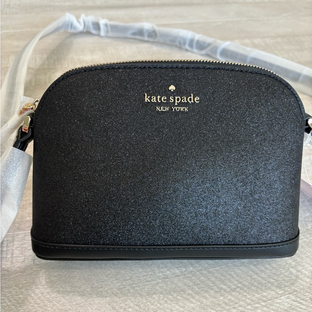 Kate Spade Small Dome Top Zip Crossbody Black Glitter NWT
